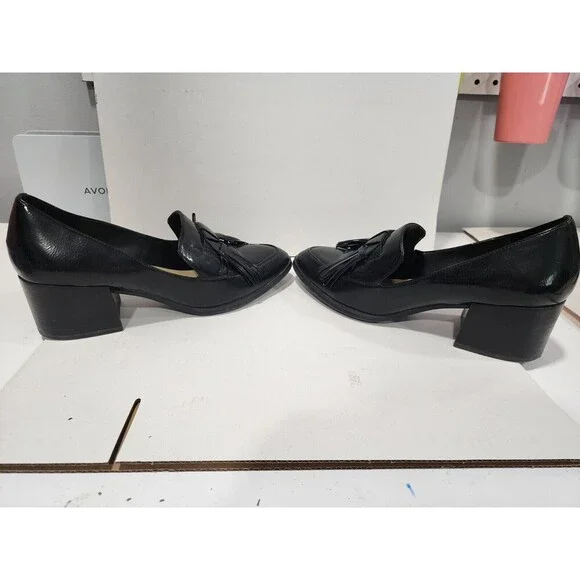 Marc Fisher Womens Size 7.5M Black 2 Inch Block Heel Loafers Fall Shoes - Picture 4 of 6